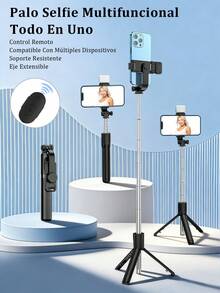 Palo de selfie Bluetooth con trípode, luz de relleno y control remoto para retransmisiones en vivo y fotografía, compatible con la mayoría de los teléfonos inteligentes. Luz LED portátil y regulable para cámaras y videocámaras, vlogging para fotografía, selfie, video, videoconferencias, entrevistas, retransmisiones en vivo, reuniones familiares, fiestas de Navidad, actividades al aire libre, vacaciones de verano y viajes - Multicolor - Ver 3