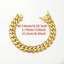 8-14mm Men's Hip Hop Cuban Chain Necklace – HipHop Jewelry Luxury 14K Gold Plated Choker Solid Miami Cuban Link Chain Necklace For Men Monaco Chain Men Men Jewelry Cuban Link Chain Necklaces For Men Gold Chain Cuban Link Chain Women Baddies Chain As Party & Gift & Stage Show Auspicious New Year Gifts - 14毫米(0.55吋) - 查看 17