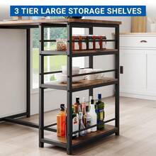 Juego de Comedor para 2 Personas Mesa Alta con Bancos Acolchados Set de Mesa de Cocina con Estantes de Almacenamiento para Espacios Pequeños - Marrón - Ver 3