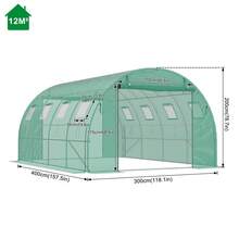 LILIIN Szklarnia foliowa 3 x 2/4/6/8 x 2 m, pomidorownia z ocynkowaną ramą stalową, szklarnia foliowa z oknami i drzwiami zamykanymi na zamek, szklarnia ogrodowa do warzyw i roślin, zielona - 3x4m - Zobacz 3