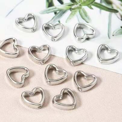 50个心形双孔CCB珠框，DIY项链手链连接吊坠，珠宝制作配件