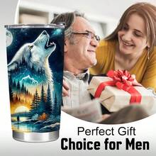 1个，20盎司/591毫升 3D打印雪狼/森林狼/白狼不锈钢真空保温旅行杯，带盖，经久耐用，防漏，完美礼物之选！生日、周年纪念礼物 - 彩色 - 查看 18