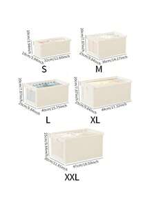 1 pieza Caja de almacenamiento de ropa con tapa, caja de almacenamiento de tela plegable con ventana visible para el armario, caja de almacenamiento y organización de tipo cajón para jeans para el hogar - Beis - Ver 2