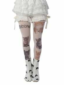 1双女士天鹅绒猫咪印花连裤袜，可爱迷人，猫咪爱好者必备，时尚性感，优雅美丽，舒适百搭，适合各种节日，尤其适合情人节、情侣约会、日常出行和通勤——多种尺码可选 - 彩色 - 查看 6