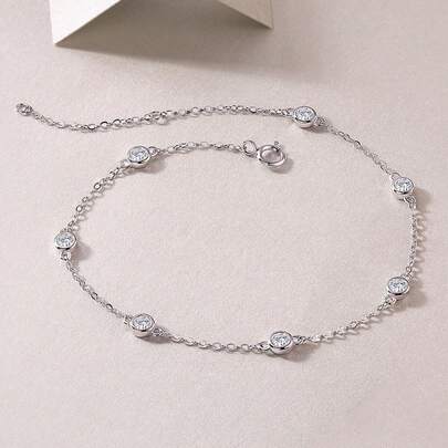 Vòng tay Moissanite bạc 925 cao cấp dành cho nữ, trang sức sang trọng, đa năng, không gây dị ứng, quà tặng cho Ngày Valentine, Ngày của Mẹ, Sinh nhật, được đựng trong hộp quà.