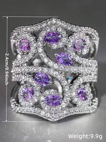 1pc Exquisite Cubic Zirconia Ring, Suitable For Women, Can Be Used As Wedding, Valentine's Day Gift, Jewelry, Gift For Mom, Mother, Mother's Day - 1# - View 8