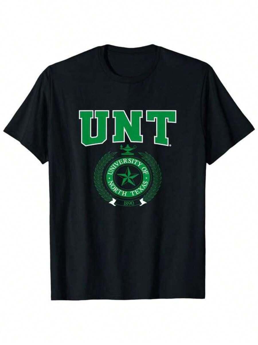 Men's T Shirts Official UNT Spirit Wear Men's Classic Fit Cotton T Shirt With University North Texas Emblem & Green Star Design Perfect For Campus Life & School Events Comfortable Crew Neck Tee In Black S XXXL Men's Casual Print Round Neck Short Sleeve T-Shirt Standard Fit T-Shirt For Men - Black - View 1