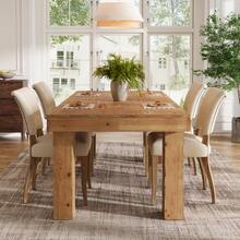 LITTLE TREE 63-Inch Solid Wood Dining Table For 4-6, Large Rectangular Kitchen Table With Heavy Duty Legs, Farmhouse Dinner Table For Dining Room, Living Room, 63" L X 31.5" W, Light Brown - 淺棕色 - 查看 5