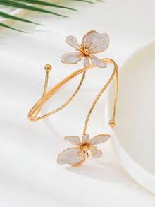 1pc Irregular Shaped Floral Arm Cuff For Women, Stylish For Summer Parties, Weddings, Vacations, Back To School, New Year, Gifts For Friends And Family - White - View 15