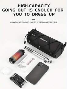 1pc Keep Your Ride Essentials Secure And Accessible With Our Multi-Functional Bike Handlebar Bag, Built To Withstand The Toughest Cycling Conditions. This Bag Protects Your Phone, Wallet, Tools, And Snacks From Rain, Mud, And Splashes. - Multicolor - View 4