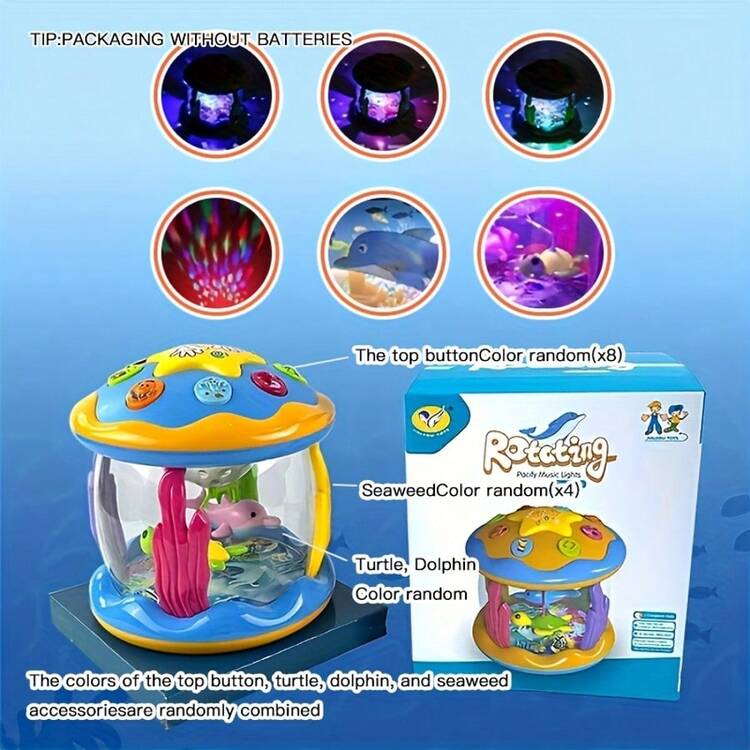 婴儿音乐游戏健身架，带海洋投影仪 - 适合新生儿至幼儿的互动式俯卧垫 - 爬行发育玩具 - 彩色 - 查看 9