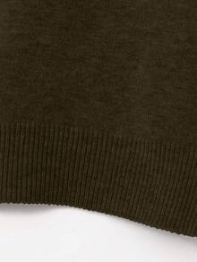 New Spring/Summer Women's Knit Short Sleeve Top, Casual Minimalist Style Olive Solid Color Crew Neck Pullover, Suitable For Daily Wear And Commuting - Army Green - View 8