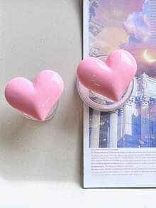 1pc Heart-Shaped Portable Retractable Detachable Magnetic Phone Stand Holder - Multicolor - View 4