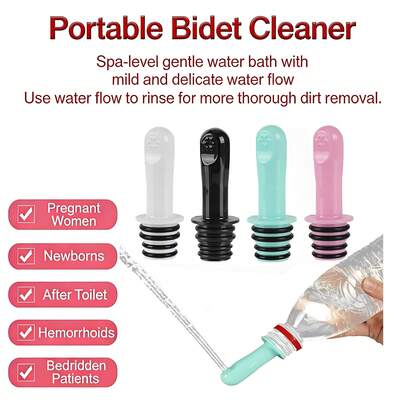Portable Bidet Sprayer | Ideal For Perineal Hygiene, Easy Install, No Batteries Required, For Pregnant Women,Contemporary Handheld Bidet Sprayer For Toilet, Travel-Friendly, Compatible With Standard Plastic Bottles, Vertical Direction, Round Shape, Compatible With Various Plastic Bottles For Easy Travel Carrying