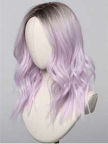 20" Lavender Wavy Bob Wig, Women - Shoulder Length, Middle Part, Heat Resistant Synthetic Fiber, Natural Look, Blonde Wig, Essential For Beauty Events, Suitable For Beginners, High Quality, Women's Wig, Versatile Use For Daily, Party, Cosplay, Holiday, Music Festival And More, Elegant & Fashionable - 淡紫色 - 查看 5