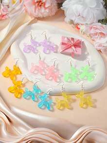 可爱夜光3D气球狗树脂设计耳坠，趣味礼物，多种夜光颜色，女士珠宝配饰，适合日常佩戴、送礼、音乐节、度假、马戏团场景等场合。 - 淺藍色 - 查看 20