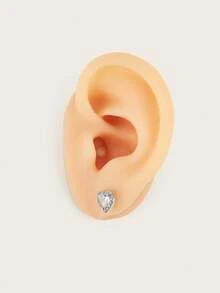 1pc Fashionable Elegant Luxury Diamond Heart Stainless Steel Earrings, Suitable For Women's Daily Wear - Multicolor - View 4