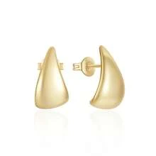 EleRunis 1Pair 925 Sterling Silver Chunky Waterdrop Hoop Earrings 18K Gold Plated Lightweight Teardrop Earrings Jewelry For Women Daily Wear Wedding Valentine's Day - Gold - View 9