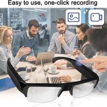 1副视频眼镜，1080P高清智能摄像头，便携式可穿戴摄像头，智能眼镜，65°广角镜头，机身摄像头，配备64GB存储卡，录像眼镜，会议录像，送给朋友的完美礼物！ - 黑色 - 查看 11