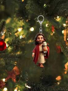 2D亚克力宗教钥匙扣，信仰主题亚克力钥匙圈，宗教人物包饰，灵性羔羊钥匙扣，扁平亚克力钥匙扣，设计精美，人物手捧羔羊，为钥匙、包包或背包增添意义非凡的时尚气息。 - 彩色 - 查看 7