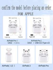 1 Set de regalo de alta calidad para amantes y hermanas - Funda protectora de TPU con lazo 3D y cadena de auriculares linda, juego completo de funda para auriculares compatible con Apple 1/2/3/Pro/Pro2 - transparente - Ver 5