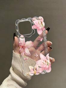 Flower Braided Wave Edge Elegant TPU Floral Painted Shockproof Protective Phone Case Compatible With IPhone 17pro/17Air /17/17promax 16/11/16pro/16plus/16promax/16e/15Promax/13/14/12/XS/XR/7G/8PXR /7/8, Painted Protective Soft Case Compatible With IPhone 15Promax, 13, 14, 12, X, 14, Braided Wave Edge TPU Shockproof Soft Phone Case - Multicolor - View 6