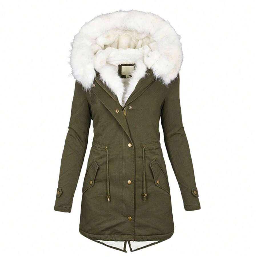 Women Sports Winter Coats - Army Green - View 1