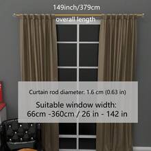 5/8英寸金属窗帘杆，配有装饰性透明水晶风格杆头，提供白色、黑色、金色、银色窗帘杆套装，可安装窗帘、薄纱、浴帘等。螺旋连接器可将长度从120厘米延长至379厘米，适用于26英寸至142英寸的窗户。安装简便，坚固耐用。这款窗帘杆适用于卧室、厨房、客厅、餐厅或办公室，风格现代优雅，视觉效果简洁美观！ - 彩色 - 查看 17