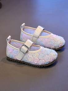 1双玫瑰花图案网面公主鞋，软底防滑，深受女婴喜爱 - 彩色 - 查看 1