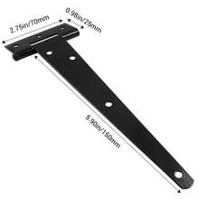 T-Shape Strap Gate Hinges, Sturdy Black Iron Hinges For Wooden Fences And Yard Gates - Black - View 9