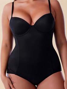 一件装加大码女士塑身衣，女士连体衣，加大码紧身胸衣带罩杯，三排搭扣设计方便如厕，时尚性感网纱紧身衣，凸显身材曲线，收腰提臀，塑造胸型，可外穿，多功能塑身衣，舒适贴身塑形内衣，轻盈弹力面料，保持女性优美身形 - 黑色 - 查看 7