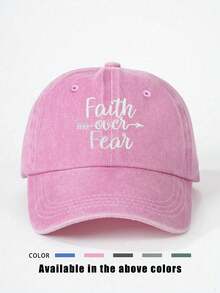 1pc Embroidered "Faith Over Fear" Washed Baseball Cap, Adjustable Outdoor Sun Protection Casual Hat Suitable For Spring/Autumn Travel, Beach, Y2K Style For Youth - Baseball Cap - View 13