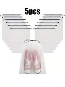 10pcs Drawstring Bags, Wholesale Transparent Frosted Plastic Lingerie Bags, Travel Shoe Bags, Clothing Storage Bags, Garment Packaging Bags, Storage Bags, Cosmetic Bags, Lipstick Storage Bags, Cosmetic Storage Bags, Portable Multi-Purpose Storage Bags, Ideal For Shopping Bags, Also Perfect Gifts For Back To School, Beach, Vacation, Mother's Day, Summer, New Year, Ramadan, Eid, Valentine's Day, Christmas Or Thanksgiving. Travel Organizer Drawstring Shoes Pouch Shoes Cover Dust-Proof For Men For Women Packing Cubes Travel Essential Cruise Essentials Holiday Essential - White - View 16