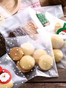 100pcs Transparent Self-Adhesive Cookie Bags, Candy Bags, Wax Paper Bags, White Polka Dot Cookie Bags, For Packaging Cookies, Candies, DIY Clear Packaging Bags, Plastic Pastry Bags, Baking Cookie Decorative Packaging Bags, Suitable For Party Gifts, Candies, Cookies, Chocolates And More. - Multicolor - View 7