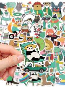 50pcs Funny Animal Clipart Stickers Cute Cartoon Characters For Phone Case, Laptop, Water Bottle, Journal, Desktop, Waterproof Decals - Multicolor - View 7