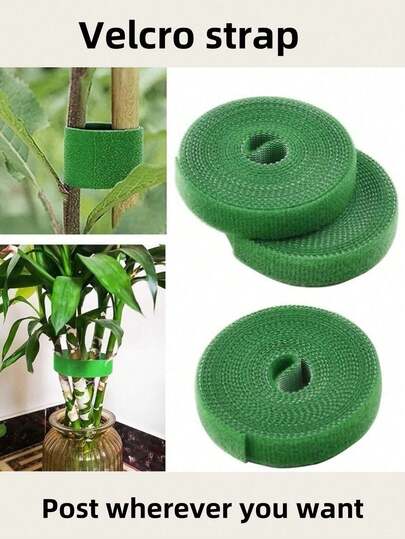 1/2/3/5/10m Reusable Garden Twine, Double-Sided Plant Support Tape, Designed For Climbing Vines, Tomatoes & Branches. Green Plant Hanging Hook & Loop Fastener Tie, Freely Trimmed And Adjusted Length. Suitable For Tree Trunk Support, Outdoor Gardening And Floral Binding, Weather-Resistant, Reusable. Also Applicable For Vine Shaping And Cable Management, An Essential Tool For Home Gardening, Balcony Planting, And Yard Maintenance, Making Plant Growth More Neat And Beautiful.