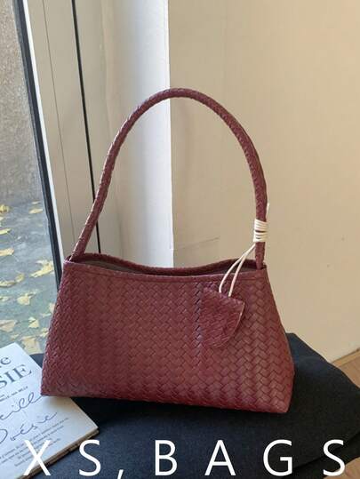 New Women's Candy Color Handbag, Lightweight Luxury Feel, Ladies Tote Bag With Woven Texture