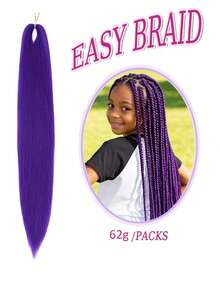 14英寸单包预拉伸深紫色编织假发，适合编发和角色扮演 - 彩色 - 查看 4