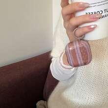 Minimalist Striped Earphone Case, Compatible With Apple 1/2/3/4/Pro/Pro2/Pro3, Lightweight Anti-Drop Earphone Protective Cover - Pink - View 8