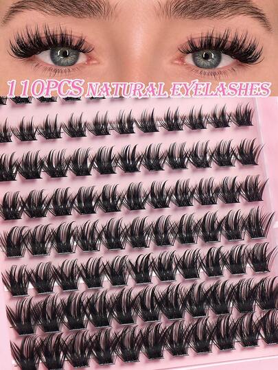MAANGE 110pcs D-Curl Anime Style Thin False Eyelashes, 8-16mm Mixed Length, Fluff & Lengthening Individual Lashes, Suitable For Home Lash Extension