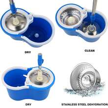Mop And Bucket Set, 360° Spin Mop And Bucket With Wringer Set And 6 Microfiber Mop Refills, Stainless Steel 61" Extended Handle Spinning Mop Bucket System For Floor Cleaning (2 Sets) - A - 查看 5