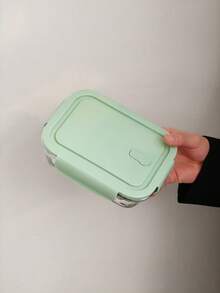 Hộp cơm bento 3 ngăn có nắp đậy bằng thủy tinh, hộp đựng thức ăn hình chữ nhật trong suốt dùng được trong lò vi sóng, thích hợp cho bữa trưa văn phòng, nhà bếp, hộp cơm trưa học sinh. - màu xanh lá - Xem 13