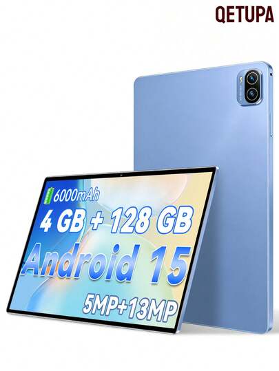 Qetupa Tablet Android 15 Pad5, RAM 4GB + ROM 128GB, Prosesor Octa-Core 2.0GHz 10.1 inci, Layar Sentuh IPS FHD (1200x800), Kamera Depan 5MP & Kamera Belakang 13MP, Baterai 6000mAh, WiFi 5 802.11ac, Bluetooth 5.2, GPS, Cocok untuk Membaca dan Bermain Game