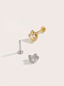 1pc Elegant Diamond Owl Stud Earrings, Suitable For Women's Daily Wear - Cat - View 2