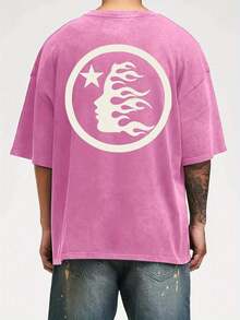 Star Print Tee Shirt, Tees For Men, Casual Short Sleeve T-Shirt For Summer - 玫瑰紅 - 查看 3