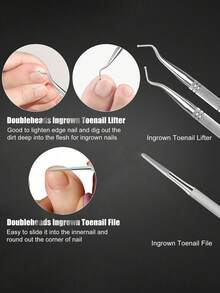 专业嵌甲及厚甲护理套装，包含不锈钢指甲钳、角质层推棒、足锉、便携旅行收纳盒 - 銀色 - 查看 4
