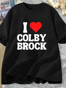 I Love Herat Colby Bk  T-Shirts Cotton Short Sve Tshirt Casual 90s Aesthetic Clog Y2K Babydoll Shirt - 黑色1 - 查看 1