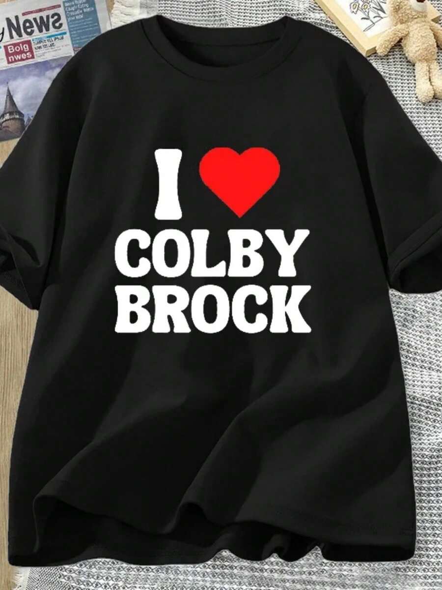 I Love Herat Colby Bk T-Shirts Cotton Short Sve Tshirt Casual 90s Aesthetic Clog Y2K Babydoll Shirt - 黑色1 - 查看 1