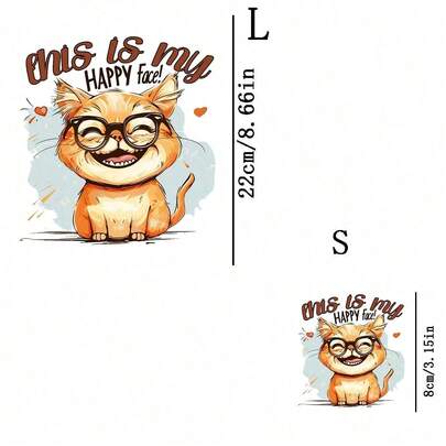 1pc/2pcs/3pcs Durable Long-Lasting Heat Transfer Stickers With Laughing Cat Design, For DIY On T-Shirts, Sweatshirts, Jeans, Hoodies, Backpacks, Jackets, Handbags, Pillows