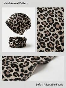 1件豹纹双面帽/围脖，保暖舒适，适合寒冷冬季穿着，也适合日常外出。 - 彩色 - 查看 8